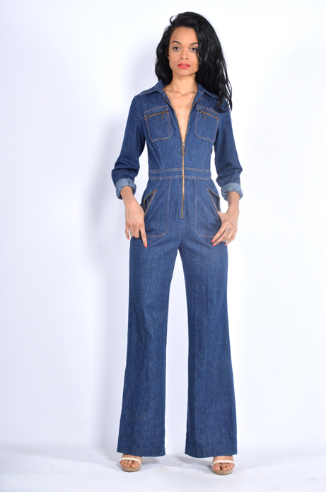 denim bell bottom jumpsuit circa 1970s - THRIFTWARES