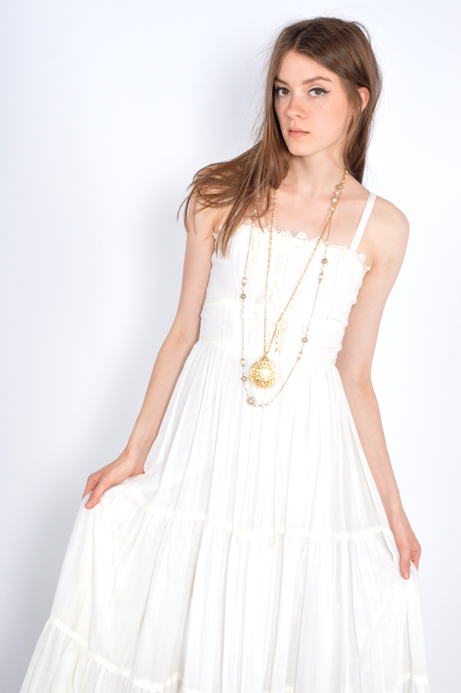 cream gunne sax corset maxi dress - Thriftwares
