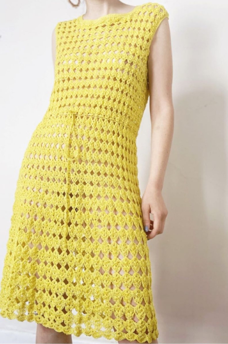 yellow crochet dress