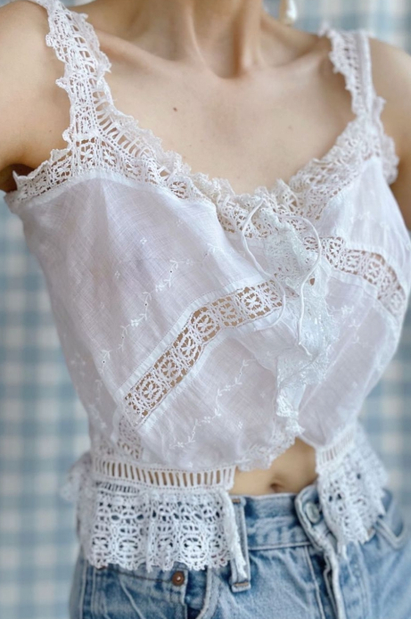 antique cotton & lace camisole - THRIFTWARES VINTAGE