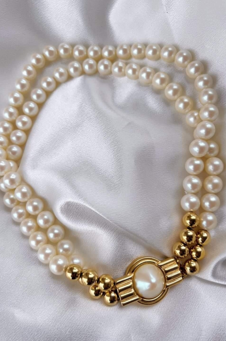 signed Givenchy gold plated & pearl necklace - THRIFTWARES VINTAGE