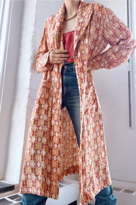 70s tissue silk India robe jacket - THRIFTWARES VINTAGE