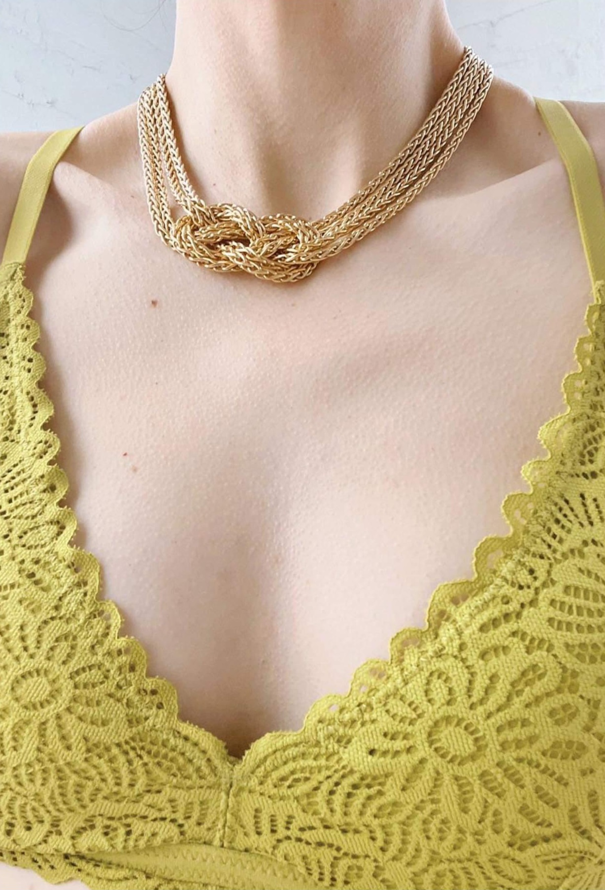 Christian Dior Knot Necklace Gold Cable & Chain Link