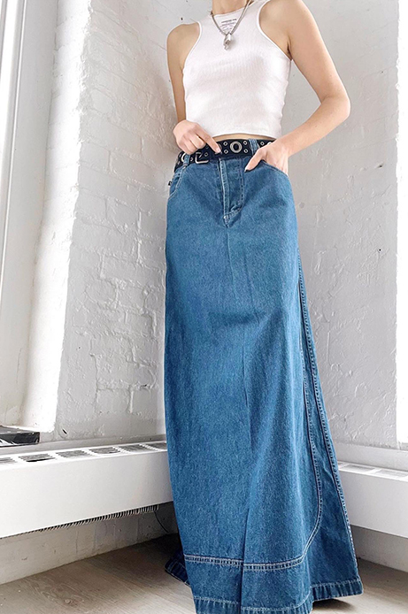 Kikgirl denim maxi skirt - THRIFTWARES VINTAGE