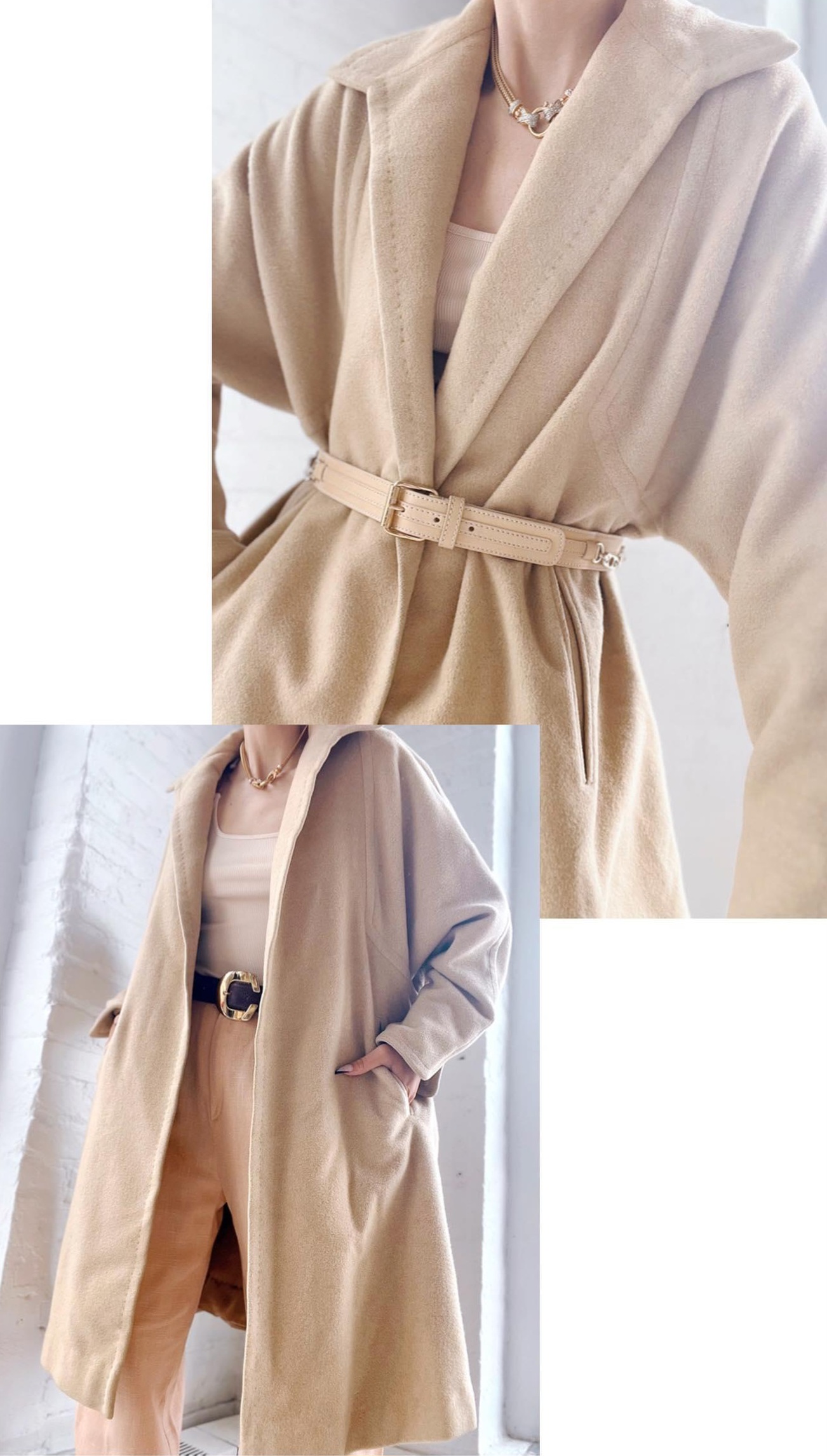 Reversible Trench Coat Cape Attached Scarf Puff Sleeve 80s 