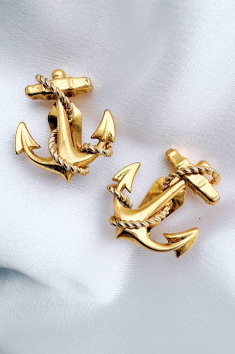 Bergere anchor & rope clip ons - THRIFTWARES VINTAGE