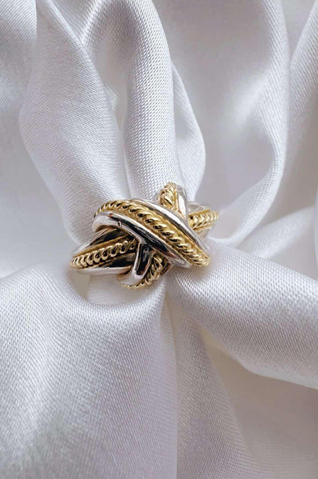 アクセサリー OLD Tiffany & Co. 925 vintage ring authentic Tiffany & Co sterling silver 925 x 18k gold X ring