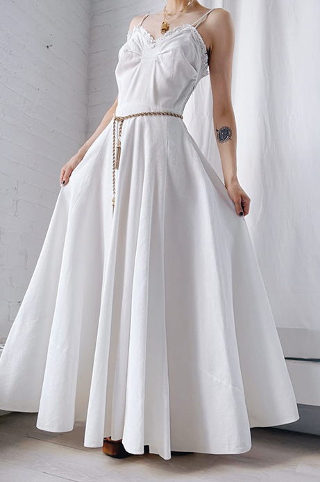 40s pique cotton full skirt maxi dress